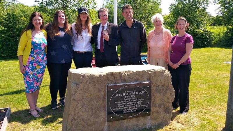 Unveiling of the memorial in Altham near to Lydia Beckers home