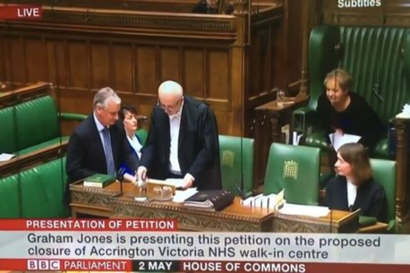 MP Graham Jones presenting the petition in Parliament
