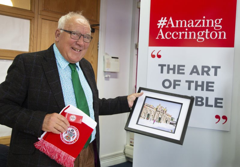 Sir John Timpson during a visit arranged by Amazing Accrington in Dec 20