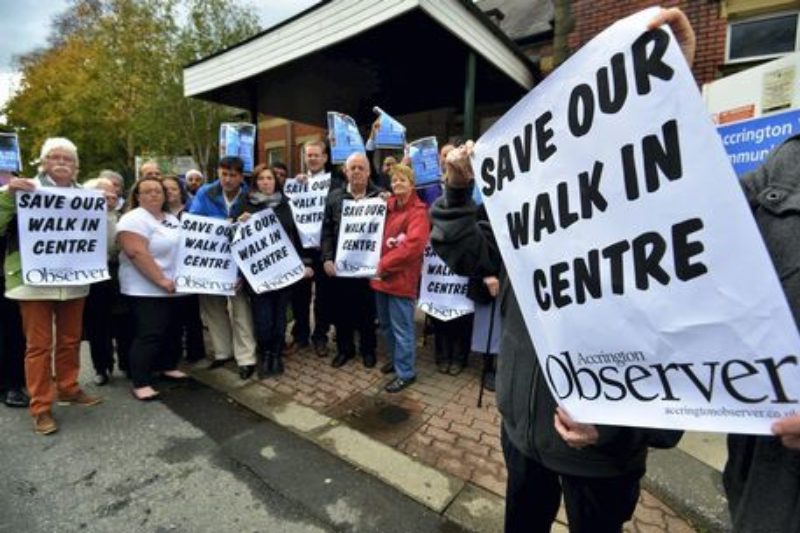 Campaigners outside Accrington Victoria Hospital
